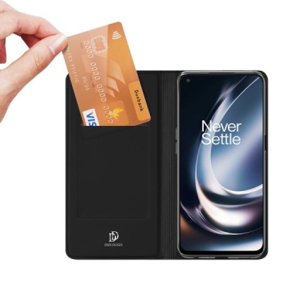 „Dux Ducis“ Skin serijos OnePlus Nord CE 2 Lite 5G juodas odinis atverčiamas dėklas | Priedai.lt