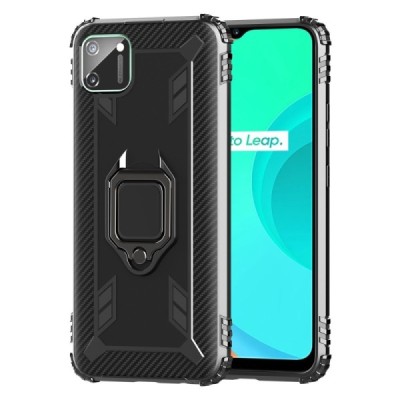Sustiprintos apsaugos „Kickstand“ Realme C11 juodas kieto silikono (TPU) ir plastiko dėklas | Priedai.lt