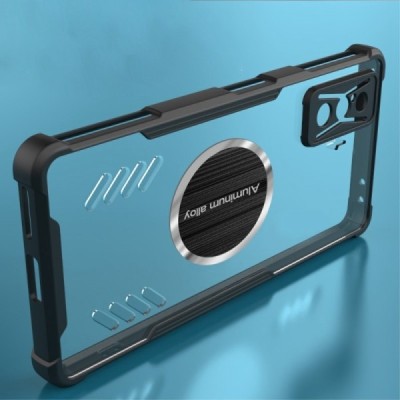 Xiaomi Poco F4 GT Magnetic sustiprintos apsaugos skaidrus juodos spalvos apvadais kieto silikono (TPU) dėklas | Priedai.lt