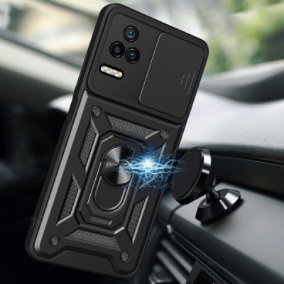 Sustiprintos apsaugos „Kickstand“ Xiaomi Poco F4 5G juodas kieto silikono (TPU) ir plastiko dėklas | Priedai.lt