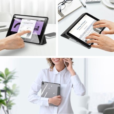 Apple iPad 10.9" (2022, 10-os kartos) (A2757, A2777) „Dux Ducis“ Copa atverčiamas juodas odinis dėklas - knygutė | Priedai.lt