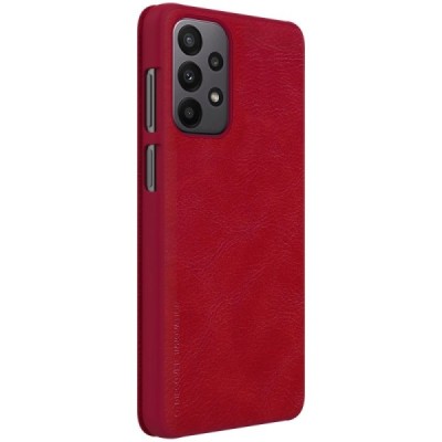 Prabangus „Nillkin“ Qin serijos raudonas odinis atverčiamas Samsung Galaxy A23 5G (SM-A236B, SM-A235F) dėklas | Priedai.lt