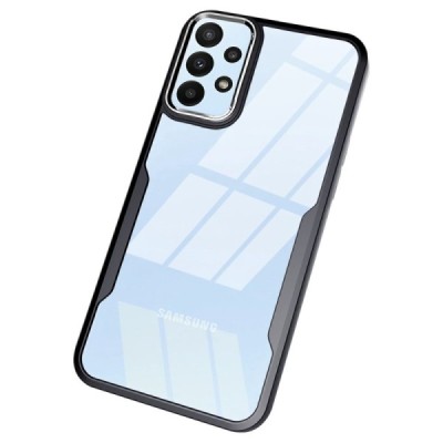 Samsung Galaxy A23 5G (SM-A236B, SM-A235F) Fashion skaidrus juodos spalvos apvadais kieto silikono (TPU) dėklas | Priedai.lt