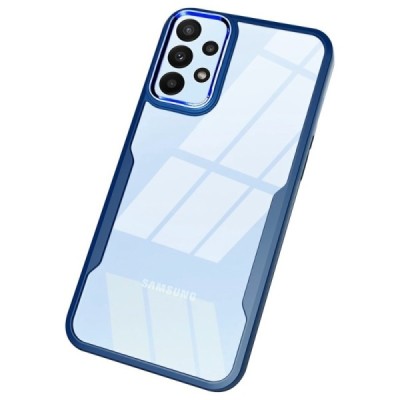 Samsung Galaxy A23 5G (SM-A236B, SM-A235F) Fashion skaidrus mėlynos spalvos apvadais kieto silikono (TPU) dėklas | Priedai.lt
