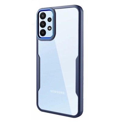 Samsung Galaxy A23 5G (SM-A236B, SM-A235F) Fashion skaidrus mėlynos spalvos apvadais kieto silikono (TPU) dėklas | Priedai.lt
