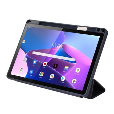 Lenovo Tab M10 Plus 10.6" Gen 3 atverčiamas juodas odinis dėklas - knygutė su vieta liestukui | Priedai.lt
