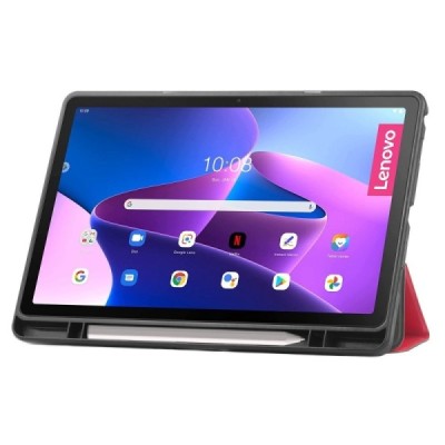 Lenovo Tab M10 Plus 10.6" Gen 3 atverčiamas raudonas odinis dėklas - knygutė su vieta liestukui | Priedai.lt