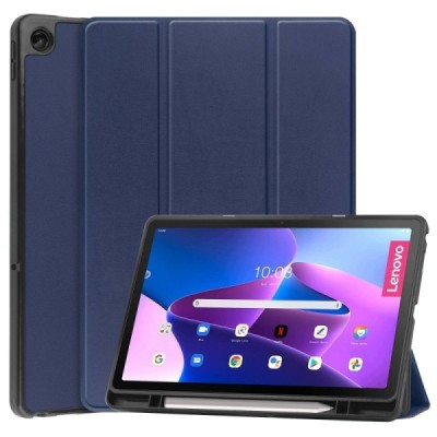 Lenovo Tab M10 Plus 10.6" Gen 3 atverčiamas mėlynas odinis dėklas - knygutė su vieta liestukui | Priedai.lt