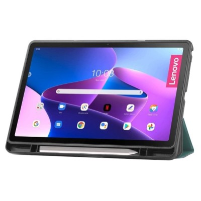 Lenovo Tab M10 Plus 10.6" Gen 3 atverčiamas žalias odinis dėklas - knygutė su vieta liestukui | Priedai.lt