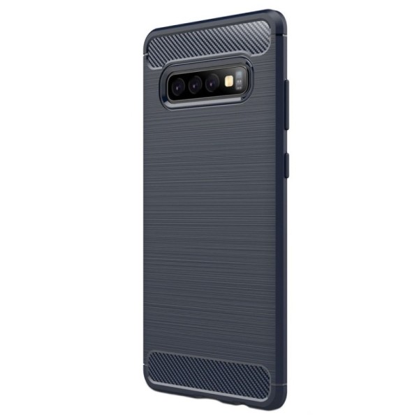„Carbon“ kieto silikono (TPU) dėklas - tamsiai mėlynas (Galaxy S10+)