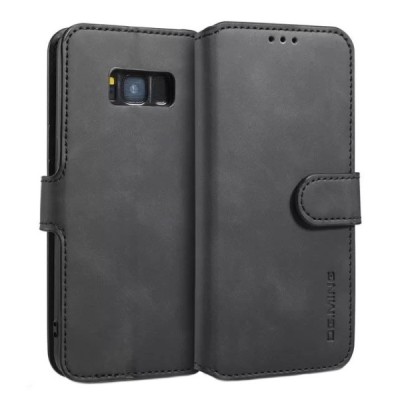 Samsung Galaxy S8 (G950) atverčiamas juodas odinis retro dėklas - piniginė | Priedai.lt