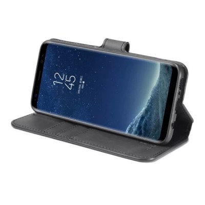 Samsung Galaxy S8 (G950) atverčiamas juodas odinis retro dėklas - piniginė | Priedai.lt