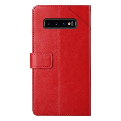 Samsung Galaxy S10+ (G975) „Line“ atverčiamas raudonas odinis dėklas - piniginė | Priedai.lt