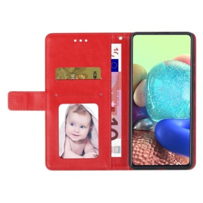 Samsung Galaxy S10+ (G975) „Line“ atverčiamas raudonas odinis dėklas - piniginė | Priedai.lt