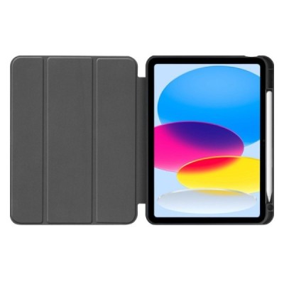 Apple iPad 10.9" 2022 (A2757, A2777) flip black leather case - book with stylus slot | Priedai.lt