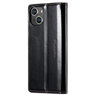 Apple iPhone 13 „CaseMe“ Leather solidus atverčiamas juodas odinis dėklas - knygutė | Priedai.lt