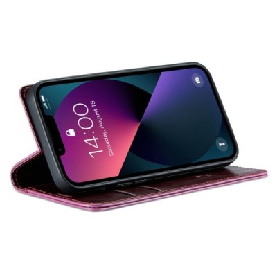 Apple iPhone 13 „CaseMe“ Leather solidus atverčiamas bordo odinis dėklas - knygutė | Priedai.lt