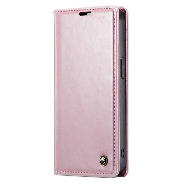 „CaseMe“ Leather solidus atverčiamas dėklas - rožinis (iPhone 13)