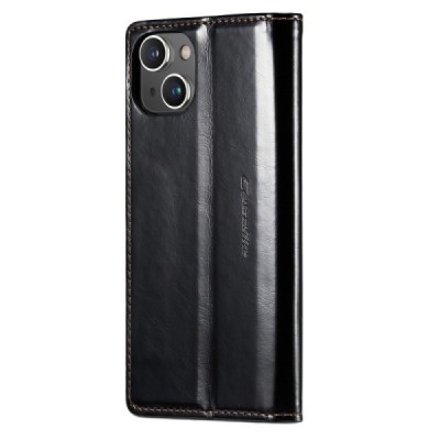 Apple iPhone 14 „CaseMe“ Leather solidus atverčiamas juodas odinis dėklas - knygutė | Priedai.lt