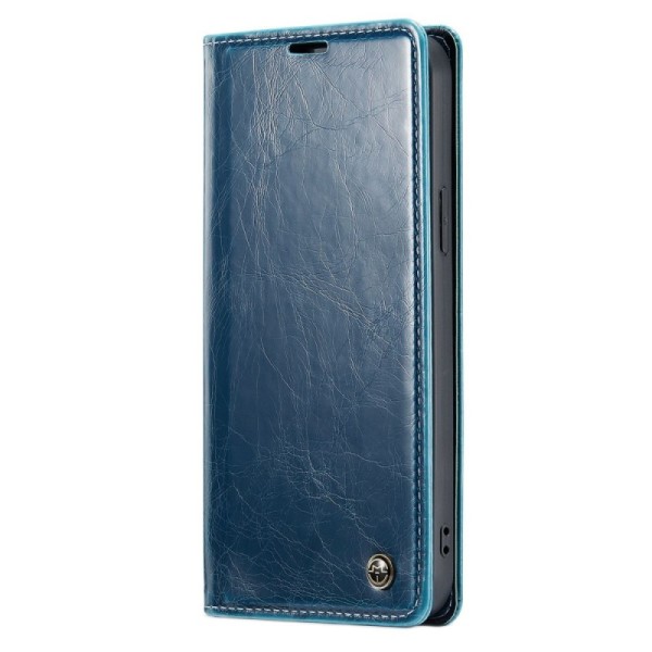 „CaseMe“ Leather solidus atverčiamas dėklas - mėlynas (iPhone 14 Plus)