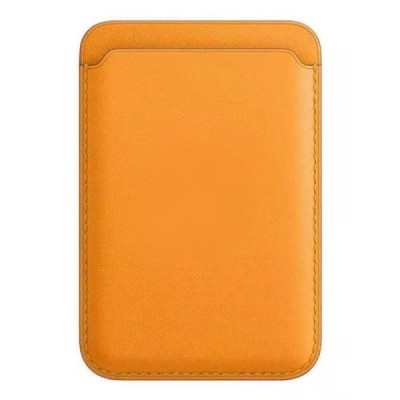Magnetinis oranžinis odinis kortelės dėklas - kišenė | Priedai.LT
