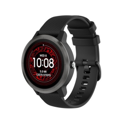 Išmaniojo laikrodžio (Samsung Galaxy Watch 4 / 5, Garmin) kieto silikono (TPU) juoda apyrankė | Priedai.lt