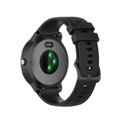 Išmaniojo laikrodžio (Samsung Galaxy Watch 4 / 5, Garmin) kieto silikono (TPU) juoda apyrankė | Priedai.lt