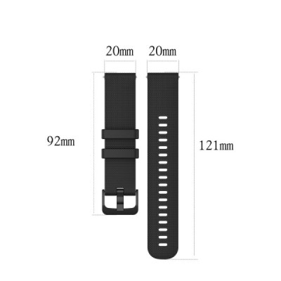 Išmaniojo laikrodžio (Samsung Galaxy Watch 4 / 5, Garmin) kieto silikono (TPU) juoda apyrankė | Priedai.lt