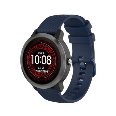 Išmaniojo laikrodžio (Samsung Galaxy Watch 4 / 5, Garmin) kieto silikono (TPU) mėlyna apyrankė | Priedai.lt