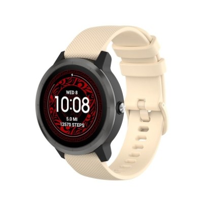 Išmaniojo laikrodžio (Samsung Galaxy Watch 4 / 5, Garmin) kieto silikono (TPU) smėlio spalvos apyrankė | Priedai.lt