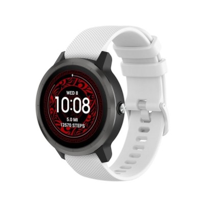 Išmaniojo laikrodžio (Samsung Galaxy Watch 4 / 5, Garmin) kieto silikono (TPU) balta apyrankė | Priedai.lt