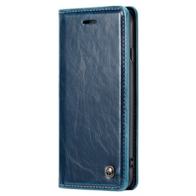 Apple iPhone 7 (iPhone 8) „CaseMe“ Leather solidus atverčiamas mėlynas odinis dėklas - knygutė | Priedai.lt