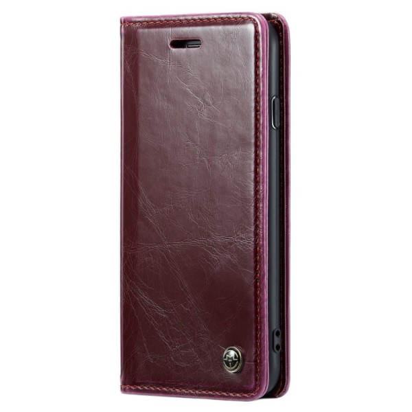 „CaseMe“ Leather solidus atverčiamas dėklas - bordo (iPhone 6 / 7 / 8 / SE 2020 / SE 2022)
