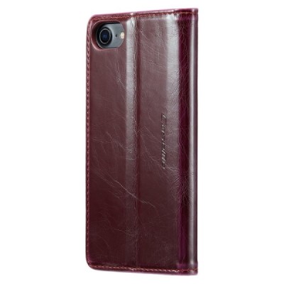 Apple iPhone 7 (iPhone 8) „CaseMe“ Leather solidus atverčiamas bordo odinis dėklas - knygutė | Priedai.lt