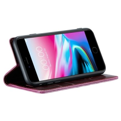 Apple iPhone 7 (iPhone 8) „CaseMe“ Leather solidus atverčiamas bordo odinis dėklas - knygutė | Priedai.lt