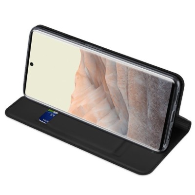 „Dux Ducis“ Skin serijos Google Pixel 6 Pro juodas odinis atverčiamas dėklas | Priedai.lt