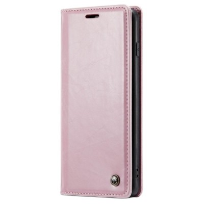 Samsung Galaxy S10 (G973) „CaseMe“ Leather solidus atverčiamas rožinis odinis dėklas - knygutė | Priedai.lt