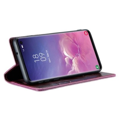 Samsung Galaxy S10 (G973) „CaseMe“ Leather solidus atverčiamas bordo odinis dėklas - knygutė | Priedai.lt