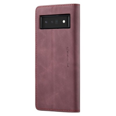 Google Pixel 6 Pro CaseMe Retro solidus atverčiamas bordo odinis dėklas - knygutė | Priedai.lt
