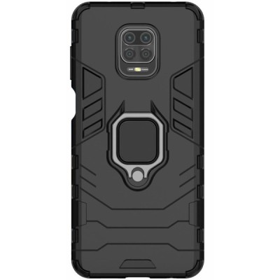 Sustiprintos apsaugos „Kickstand“ Xiaomi Redmi Note 9 Pro juodas kieto silikono (TPU) ir plastiko dėklas | Priedai.lt