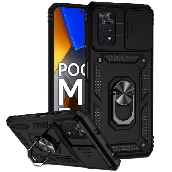 „Kickstand“ sustiprintos apsaugos dėklas - juodas (Poco M4 Pro 4G)