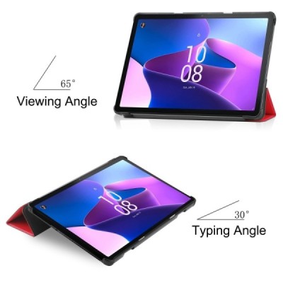 Lenovo Tab M10 10.1" Gen 3 (TB-328XU, TB-328FU) atverčiamas raudonas odinis dėklas (sulankstomas) | Priedai.lt