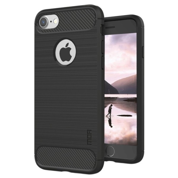 „Mofi“ Carbon kieto silikono (TPU) dėklas - juodas (iPhone 7 / 8 / SE 2020 / SE 2022)