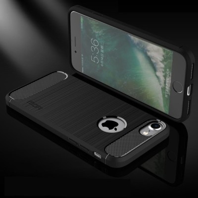 Apple iPhone 7 (iPhone 8) „Mofi“ Carbon kieto silikono TPU juodas dėklas - nugarėlė | Priedai.lt