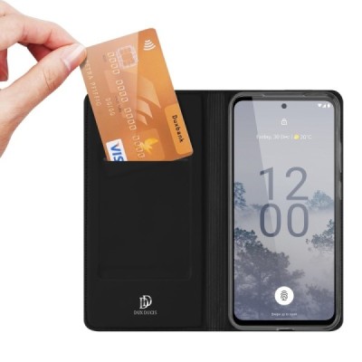 „Dux Ducis“ Skin serijos Nokia X30 5G juodas odinis atverčiamas dėklas | Priedai.lt