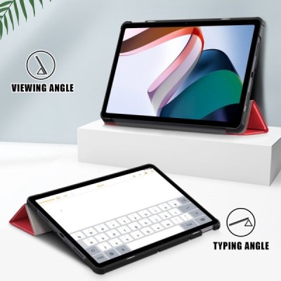 Xiaomi Redmi Pad 10.6" atverčiamas raudonas odinis dėklas (sulankstomas) | Priedai.lt