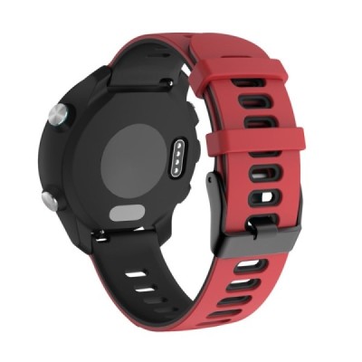 Išmaniojo laikrodžio (Samsung Galaxy Watch 4 / 5, Garmin) kieto silikono (TPU) juoda / raudona apyrankė | Priedai.lt