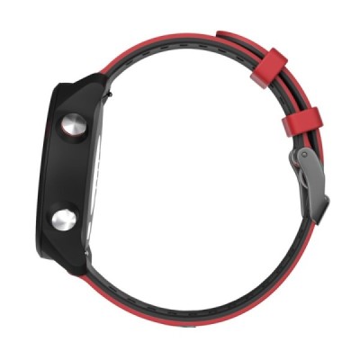Išmaniojo laikrodžio (Samsung Galaxy Watch 4 / 5, Garmin) kieto silikono (TPU) juoda / raudona apyrankė | Priedai.lt