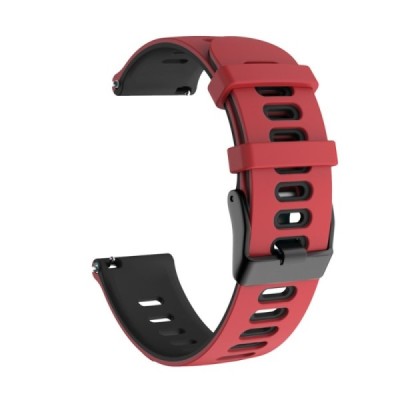 Išmaniojo laikrodžio (Samsung Galaxy Watch 4 / 5, Garmin) kieto silikono (TPU) juoda / raudona apyrankė | Priedai.lt