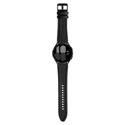 Leather išmaniojo laikrodžio (Samsung Galaxy Watch 6 / 4 / 4 Classic) odinė juoda apyrankė | Priedai.lt